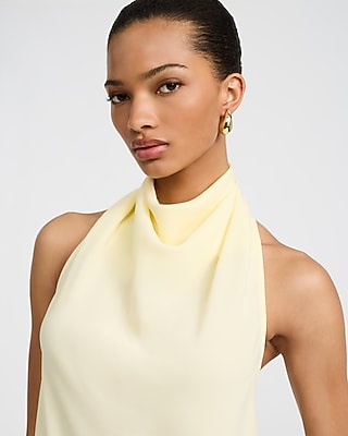 Halter Cowl Neck Open Back Tank