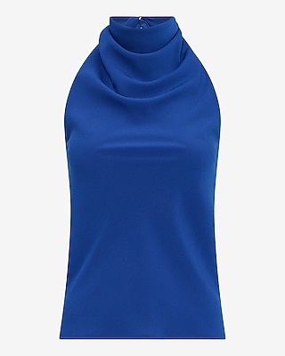 Halter Cowl Neck Open Back Tank