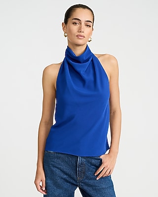 Halter Cowl Neck Open Back Tank