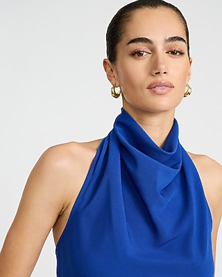 Halter Cowl Neck Open Back Tank
