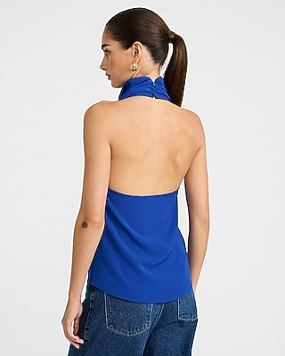 Halter Cowl Neck Open Back Tank