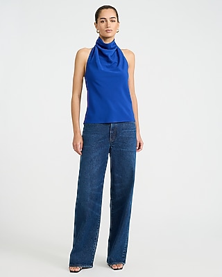Halter Cowl Neck Open Back Tank