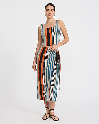 Summer-Blend Linen Striped Square Neck Tank