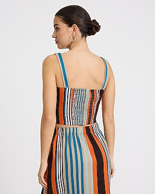 Summer-Blend Linen Striped Square Neck Tank