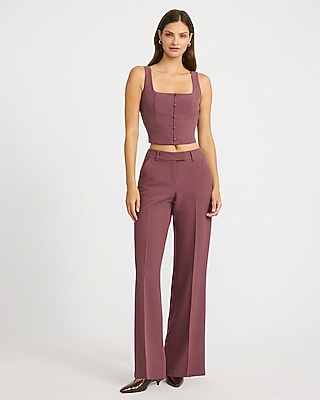 Square Neck Button Front Tailored Tank Signature Stretch