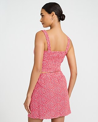 Linen-Blend Printed Square Neck Smocked Back Tank - image 3