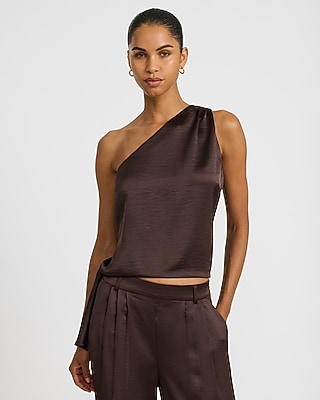 Satin One Shoulder Tie Waist Top