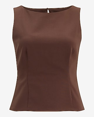 Stretch Cotton Tailored Peplum Tank
