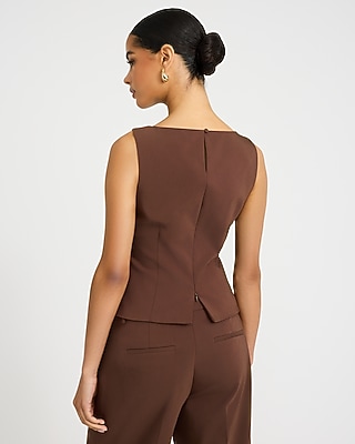 Stretch Cotton Tailored Peplum Tank