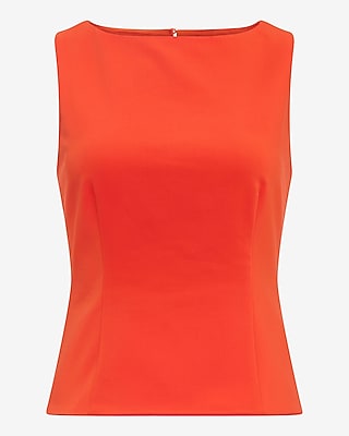 Stretch Cotton Tailored Peplum Tank
