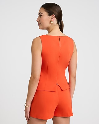Stretch Cotton Tailored Peplum Tank