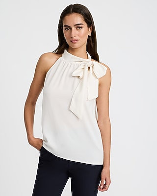 Tie Mock Neck Draped Top