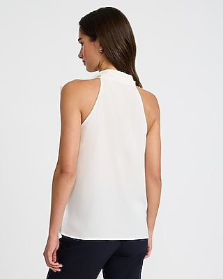 Tie Mock Neck Draped Top