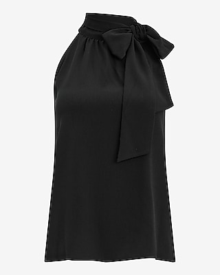 Tie Mock Neck Draped Top