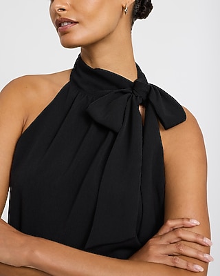 Tie Mock Neck Draped Top