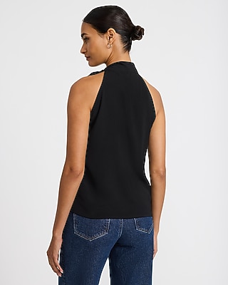 Tie Mock Neck Draped Top
