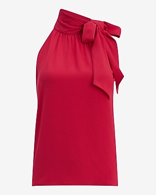 Tie Mock Neck Draped Top