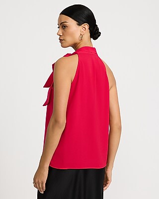 Tie Mock Neck Draped Top