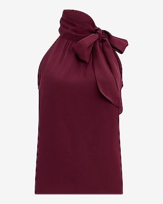 Tie Mock Neck Draped Top