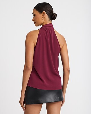 Tie Mock Neck Draped Top
