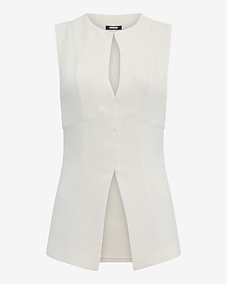 Luxe Stretch Crew Neck Keyhole Tailored Cutaway Tank