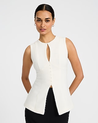 Luxe Stretch Crew Neck Keyhole Tailored Cutaway Tank