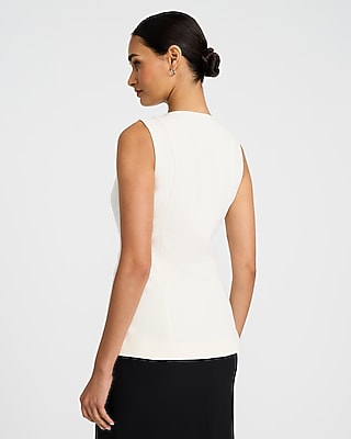 Luxe Stretch Crew Neck Keyhole Tailored Cutaway Tank