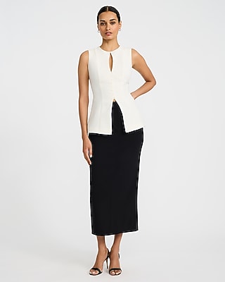 Luxe Stretch Crew Neck Keyhole Tailored Cutaway Tank