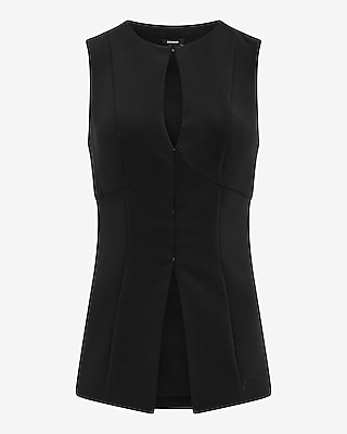 Luxe Stretch Crew Neck Keyhole Tailored Cutaway Tank