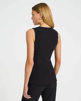 Luxe Stretch Crew Neck Keyhole Tailored Cutaway Tank