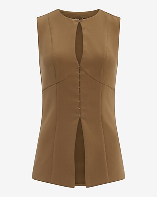 Luxe Stretch Crew Neck Keyhole Tailored Cutaway Tank