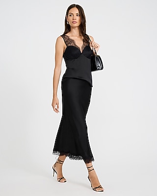Satin Lace Pieced V-Neck Cami