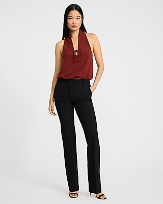 Halter V-Neck Tie Front Keyhole Bubble Tank