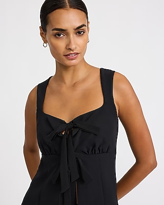 Sweetheart Bow Front Tailored Cutaway Top Studio Stretch Twill