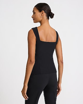 Sweetheart Bow Front Tailored Cutaway Top Studio Stretch Twill