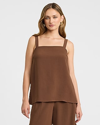 トップス PRANKPROJECT Satin Cami Tunic Signature Crepe Square Neck Tailored Tunic Cami | Express