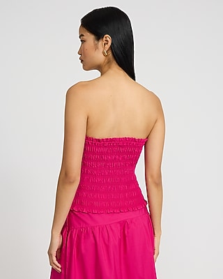 Poplin Strapless Smocked Tube Top