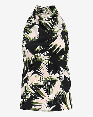 Printed Halter Cowl Neck Tank