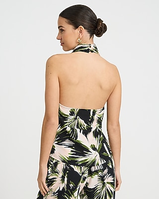 Printed Halter Cowl Neck Tank