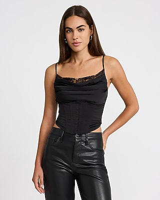 Lace Trim Draped Corset Top