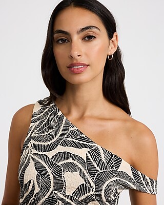 Printed One Shoulder Asymmetrical Top