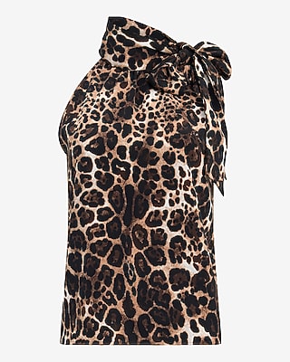 Leopard Tie Neck Tank