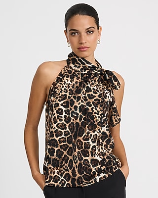 Leopard Tie Neck Tank