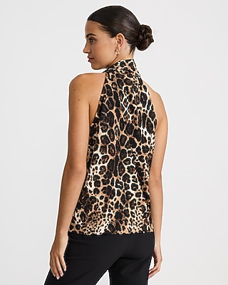 Leopard Tie Neck Tank