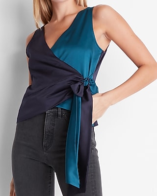 Color Block Tie Front Tank