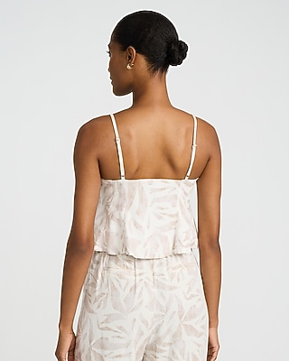 Linen-Blend Printed Peplum Cami - image 2
