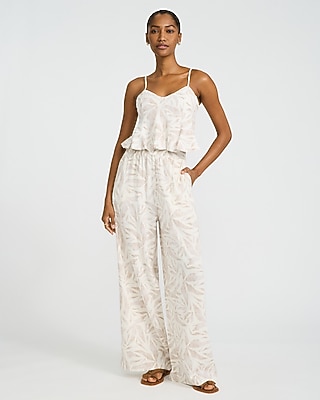 Linen-Blend Printed Peplum Cami - image 3