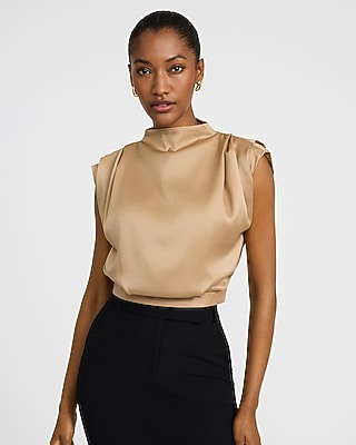 Satin Strapless Twist Front Peplum Tube Top | Express