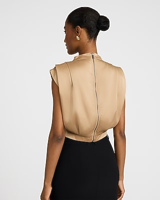 Satin Mock Neck Ruched Top - image 3