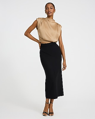 Satin Mock Neck Ruched Top - image 4